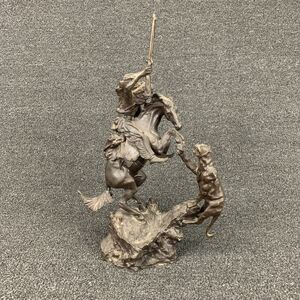 Charles Marion Russell "Lion and Trapper" Western Bronze Sculpture Statue